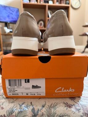 Clarks Taupe Leather Slip-On Loafers